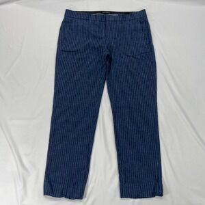 Banana Republic Avery Linen Blend‎ Dress Pants Womens 6 Blue Pinstripe Cropped